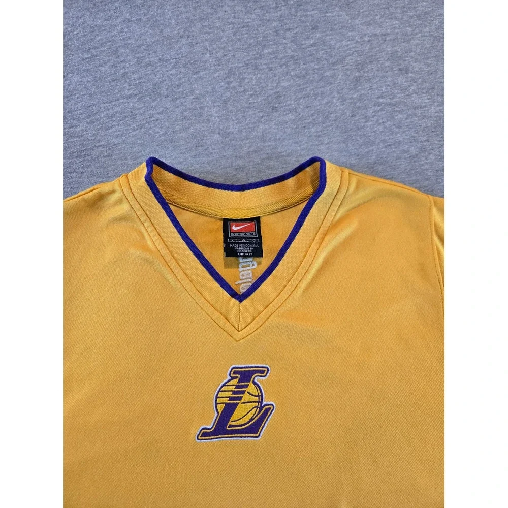 Vintage Nike Warm Up Shirt Mens Large Gold 2002-03 Los Angeles Lakers NBA Y2K